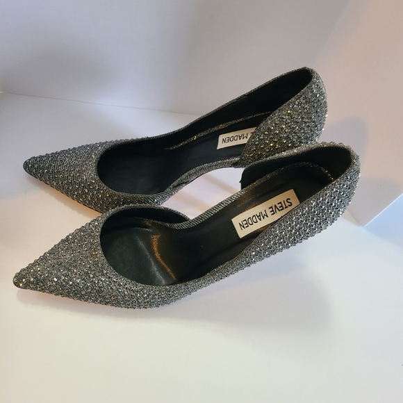 Steve Madden Grey/Silver Rhinestone Pumps Women Stiletto Size 8M - Picture 10 of 11